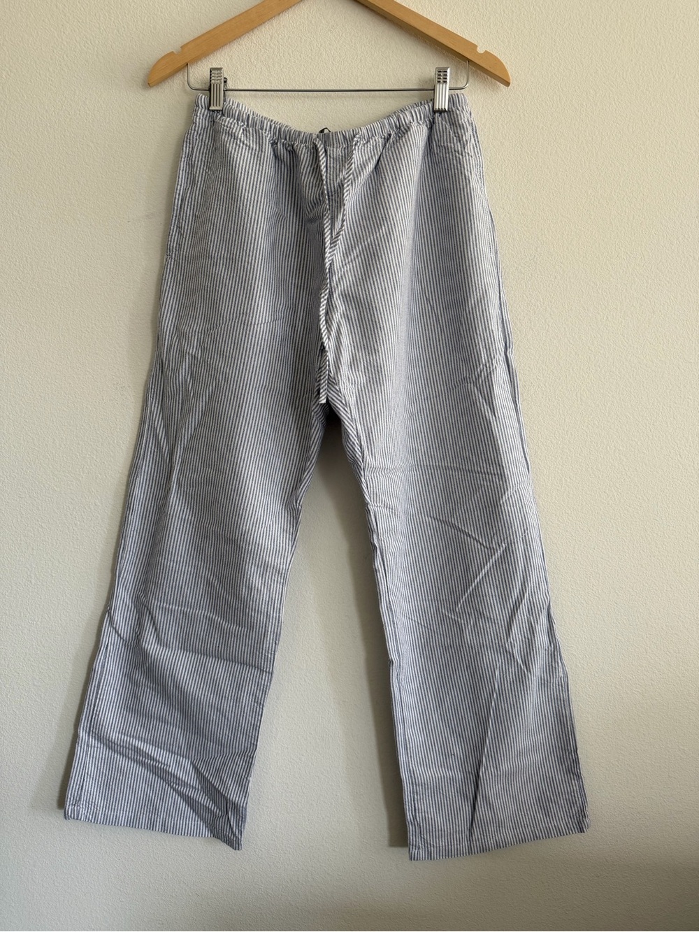 Brandy Melville Striped Cotton Pants in Blue Stripe, O/S